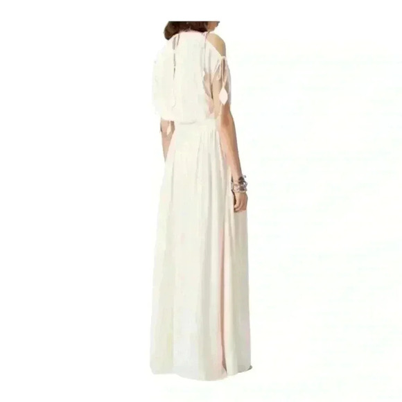 Tory Burch NWT Evalene Ivory Cold Shoulder Crepe Maxi Dress Size 2 - Picture 3 of 11